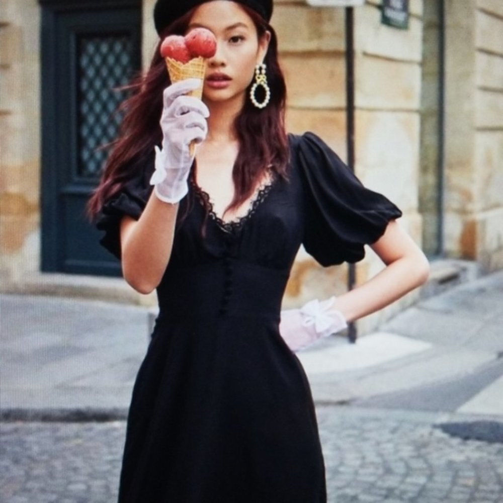 For Love & Lemons Atlanta mini dress in black